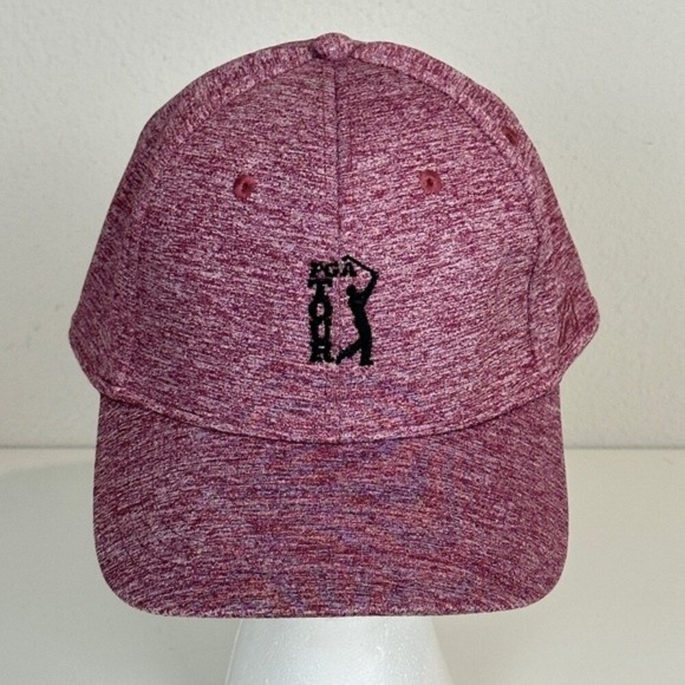 PGA Tour Ahead Red Heather Golf Performance Strapback Hat